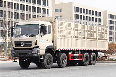 东风8×8越野型仓栅式运输车_八驱31吨木材果蔬四桥运输车_450马力后八轮专用卡车