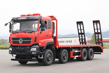 东风8×4前四后八重型专用低平板车_430马力特种运输车_国六底盘改装挖机板